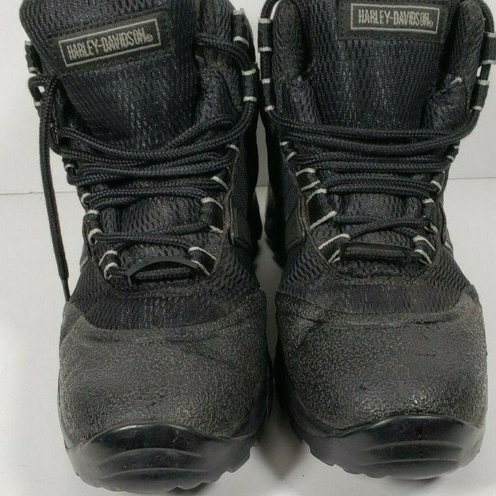 Mens Black Lace Up Gore Tex Vibram Harley Davidson